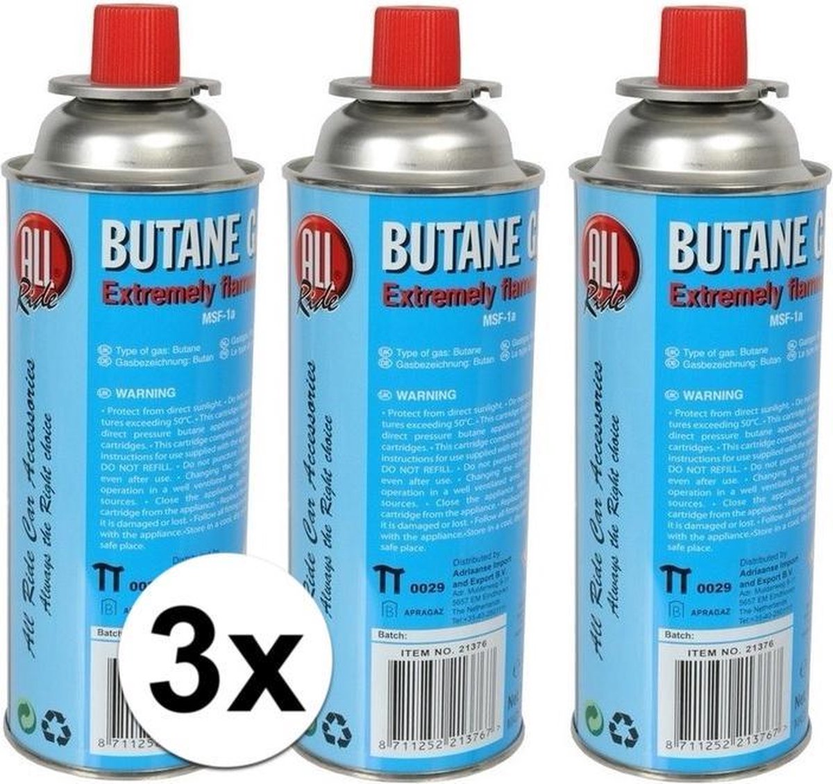 3x Gasfles butaan gas bus voor kooktoestel