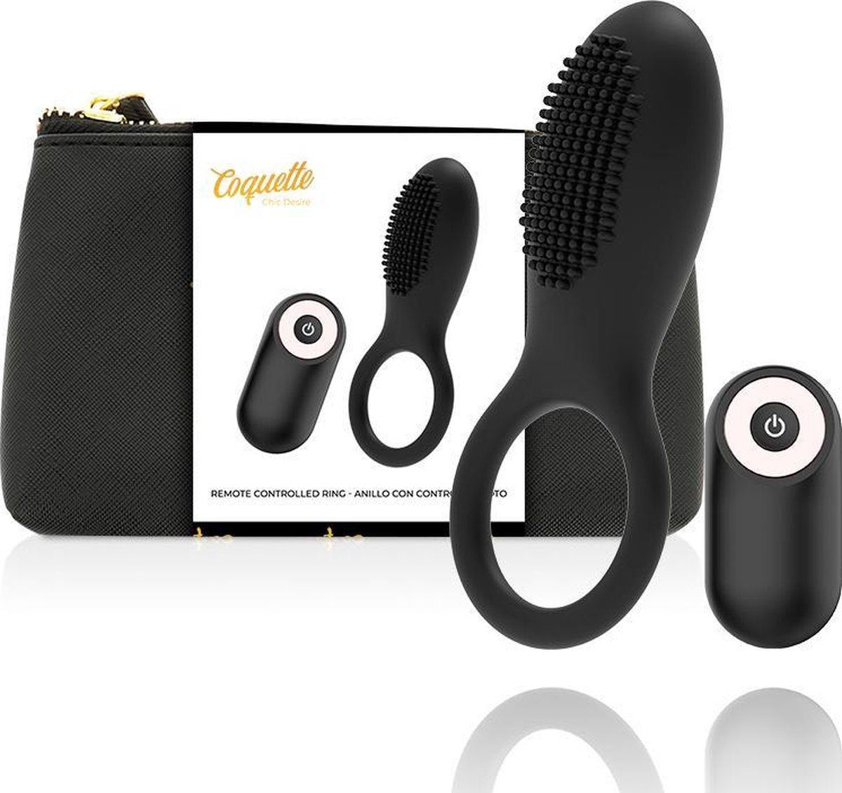 Coquette Cock Ring Remote Control Rechargeable Black/ Gold 