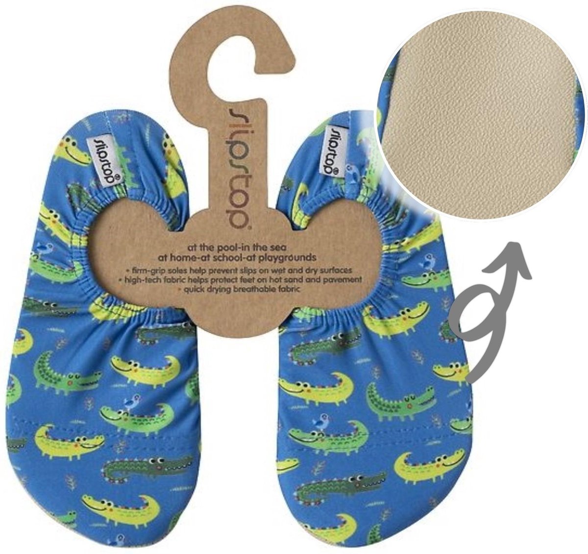 Slipstop Waterschoen Kinderen / Zwemschoen / Zwemslof / Antislip Schoen / Gymschoen - Jongen Meisje Uni - Aligator Krokodil Blauw INF 18/20