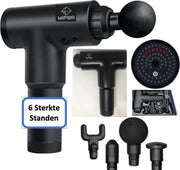 MIFOR® Populair Massage Gun - Sport en Relax Massage - Professioneel Gebruik - Spierherstel & Spierontspanning - Stress Verminderend - Stil en Sterk - Lange Batterij - 4 Verschillende Opzetstukken - Zwart