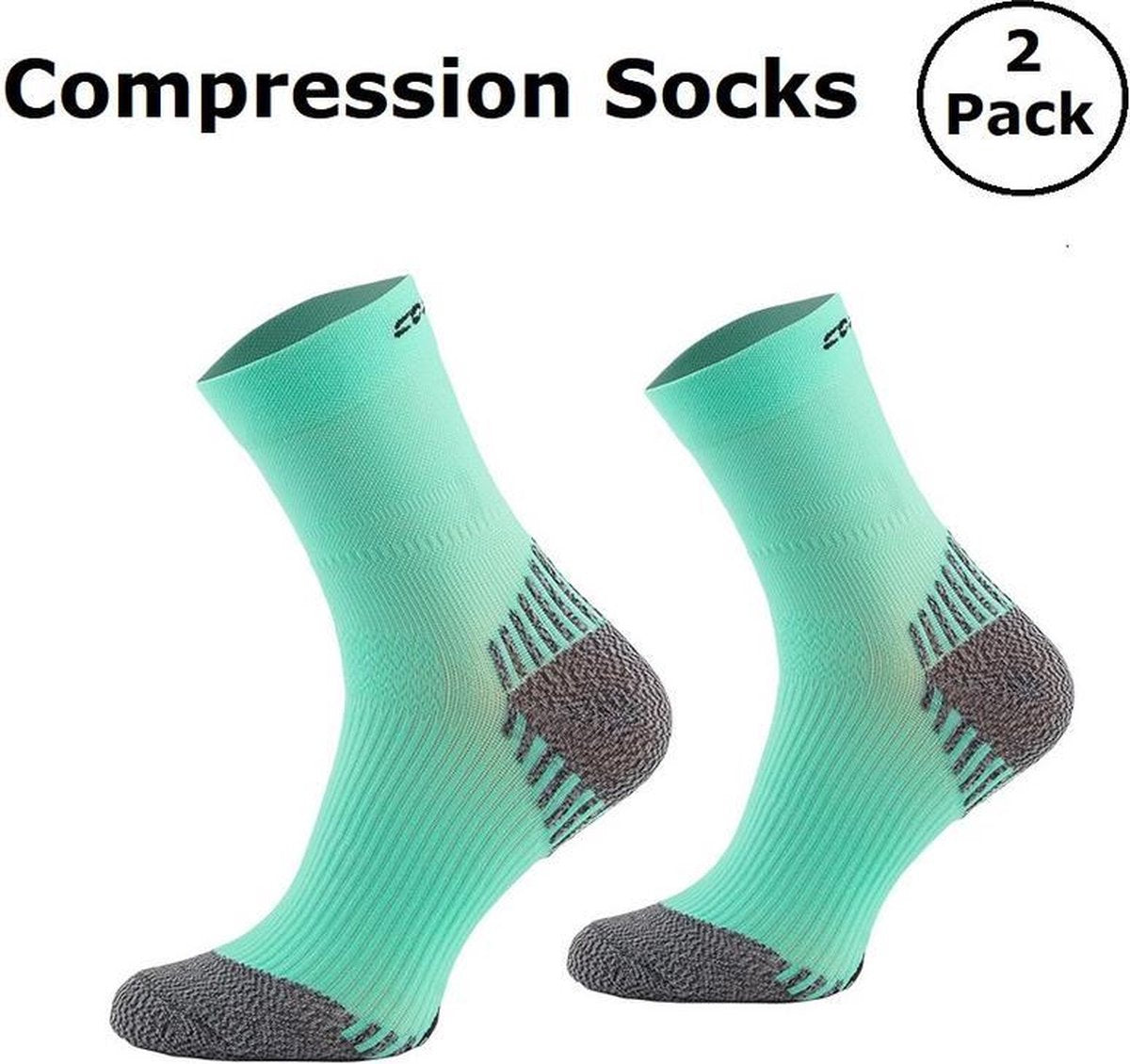Comodo Compressie Sokken - 2 Paar - Hardloopsokken | Sportsokken - Kleur Mint - Maat 39-42