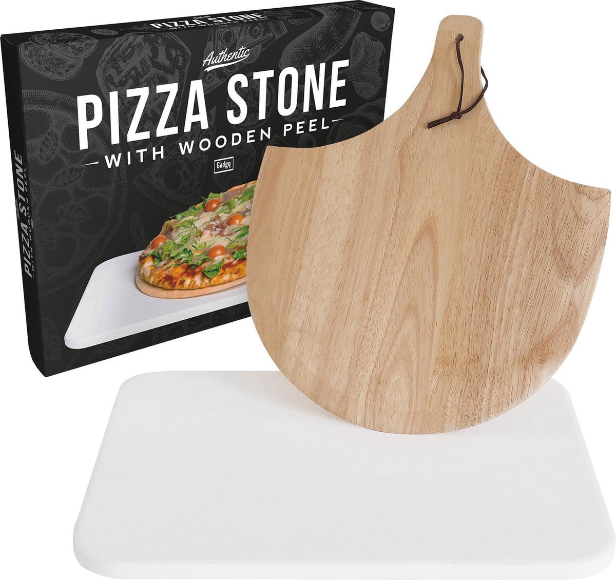 Gadgy Pizzasteen en Pizzaschep – Cordieriet voor knapperige pizzabodem – Pizza Steen voor BBQ