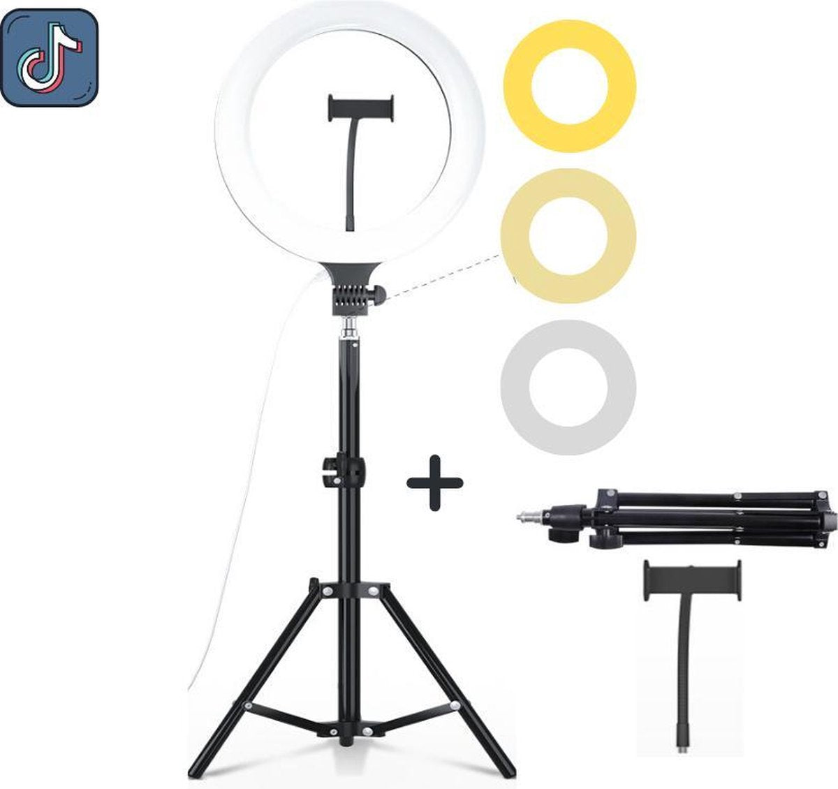 Professionele Ringlamp Met Verstelbaar Statief - Incl Telefoonhouder - 10 Inch / 26 CM - 85CM - Vlog - Make-Up Light - Incl 3 Licht Standen - LED - Multifunctioneel