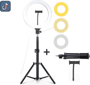 Professionele Ringlamp Met Verstelbaar Statief - Incl Telefoonhouder - 10 Inch / 26 CM - 85CM - Vlog - Make-Up Light - Incl 3 Licht Standen - LED - Multifunctioneel