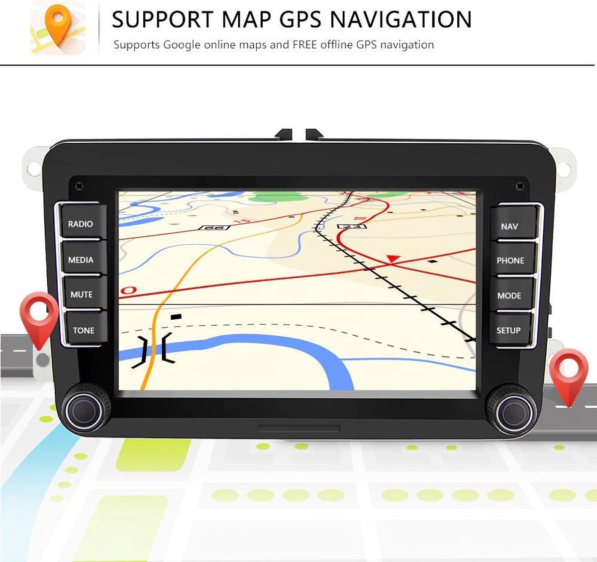 Android Autoradio Navigatie - Audi Volkswagen Polo Golf / Seat / Skoda - Bluetooth Apps Maps muziek