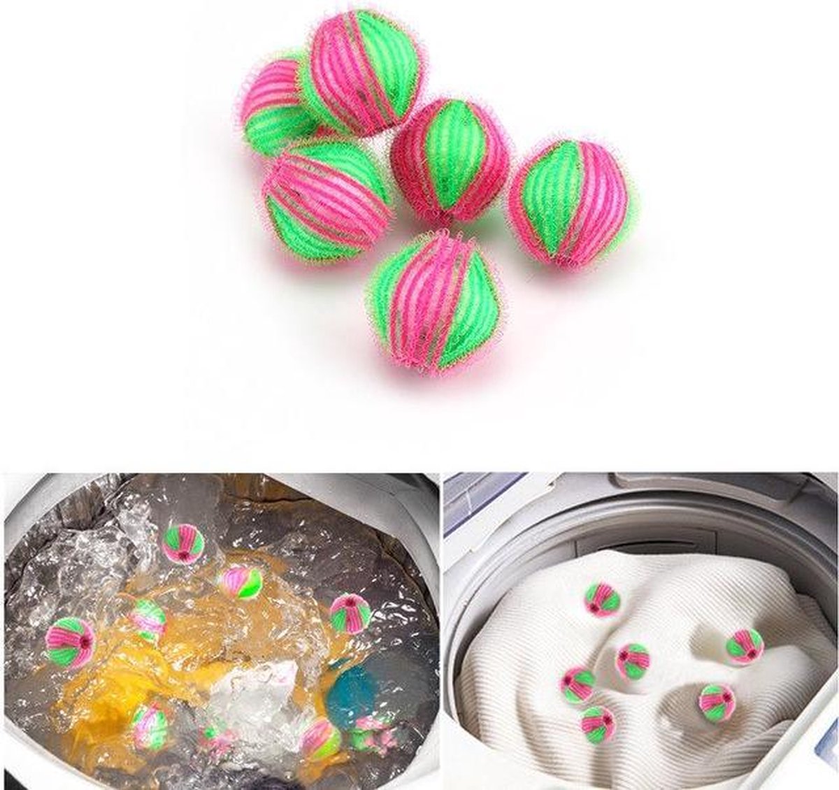 Anti-Pluis Wasbal Set - Nylon Wasmachine Ballen - Wasballen Wasbol - Pluisballen 6 Stuks