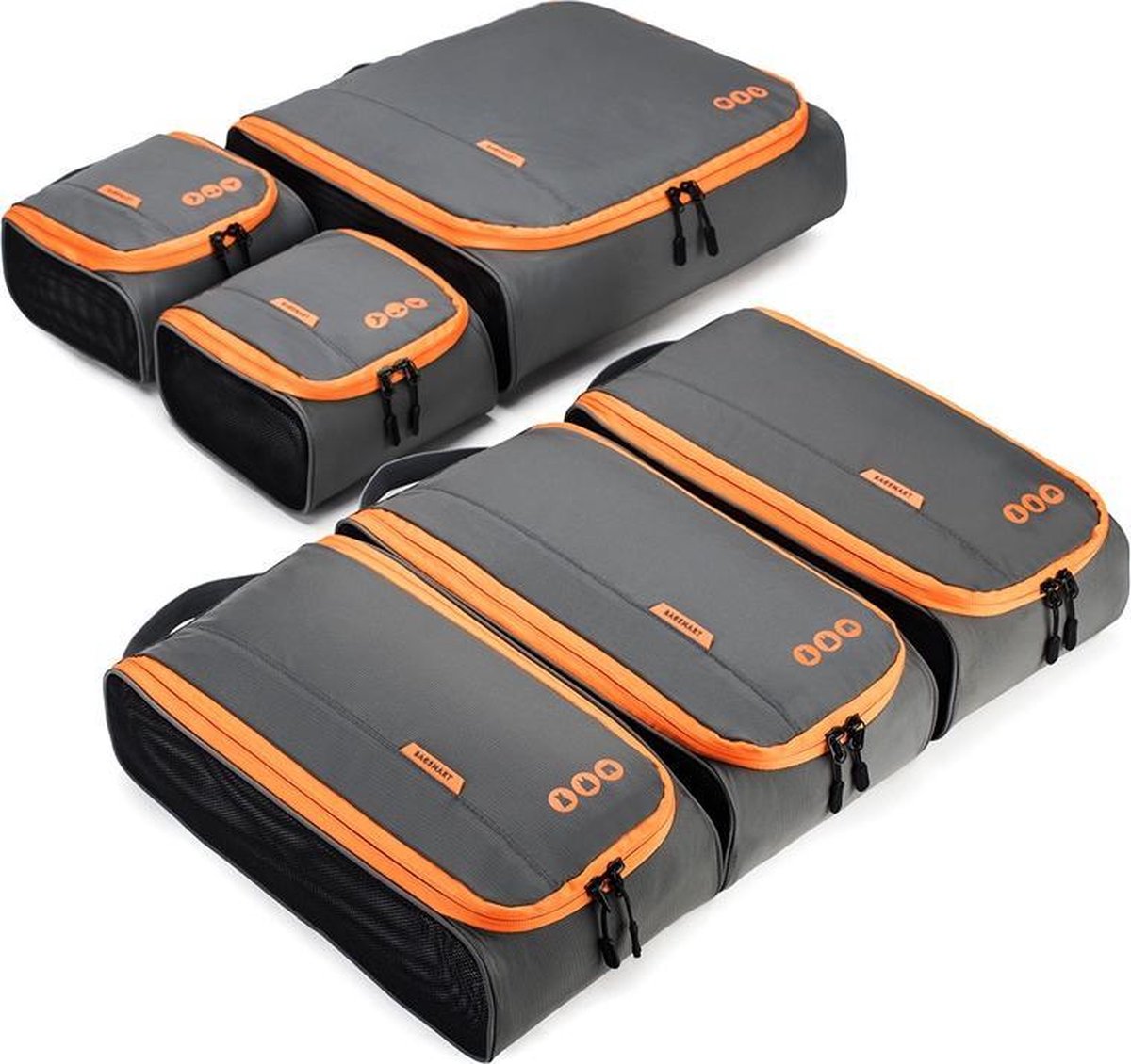 Packing Cubes Set - 6 Delige Koffer Organizer voor 24" Koffer - Grijs Oranje