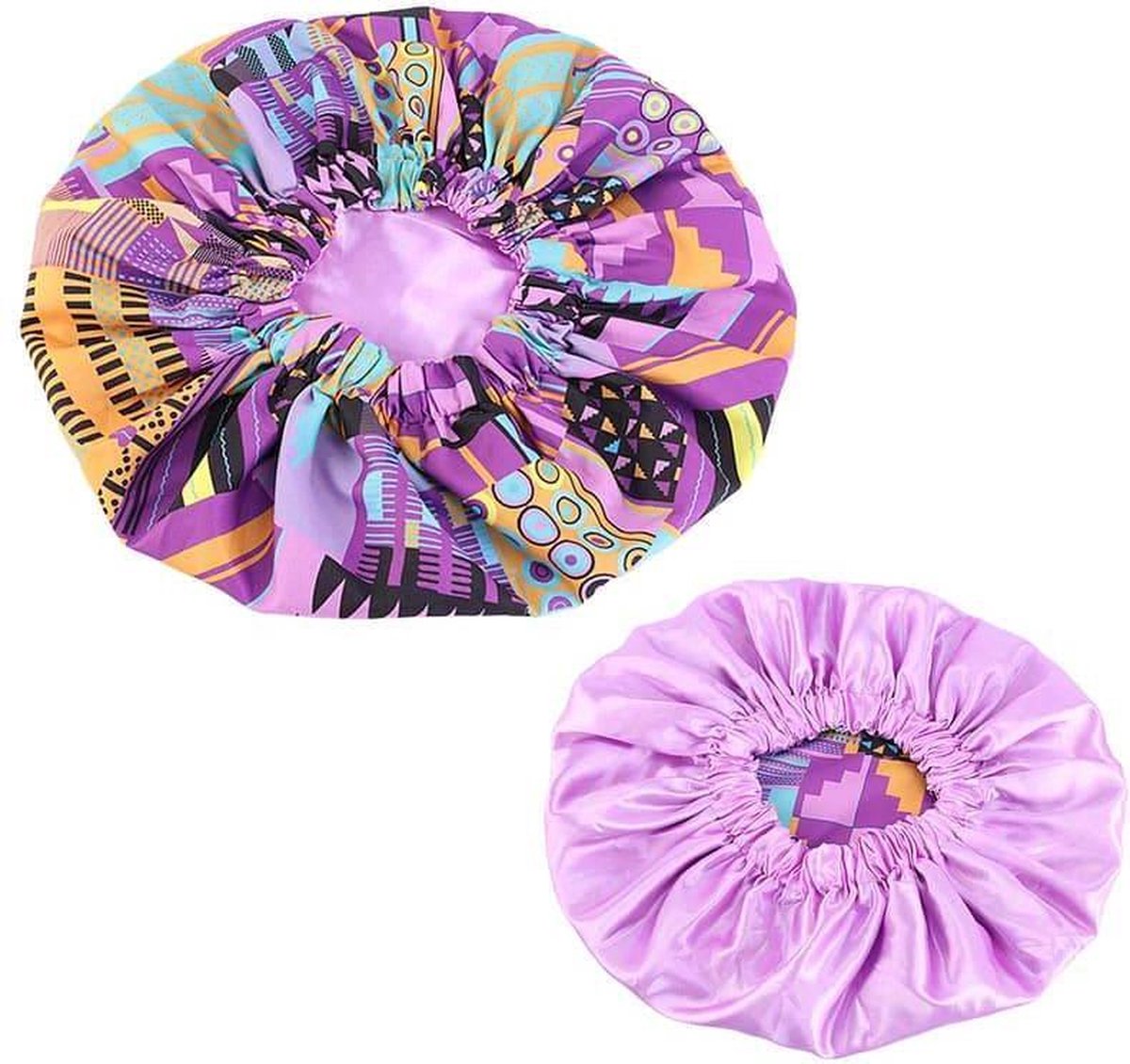 Afabs® Afrikaanse Roze / Paarse Kente Print Satijnen Slaapmuts / Hair Bonnet