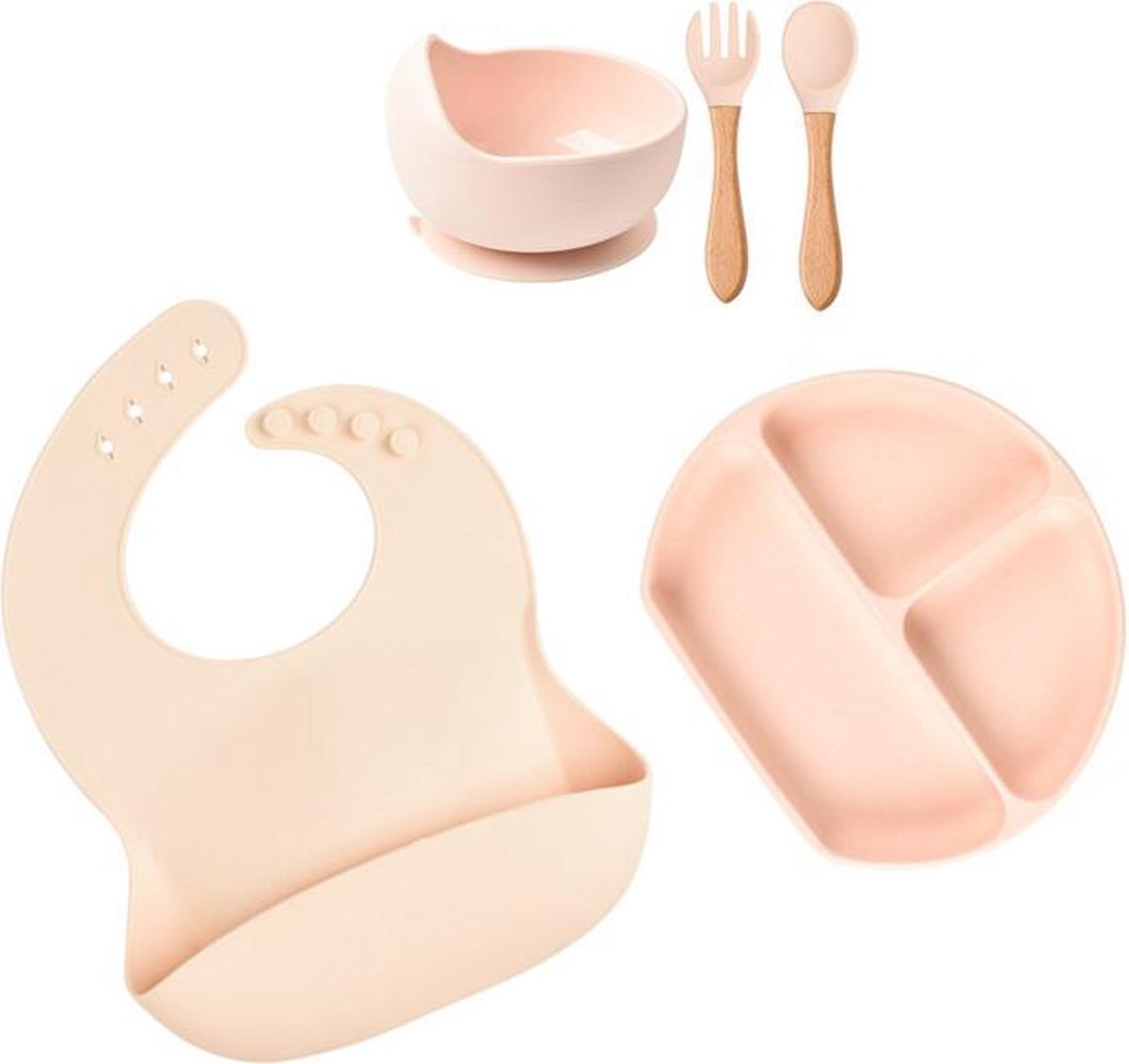 Baby Siliconen 5- delig / kinderservies voor Baby / Jongen / Meisje / Plaat