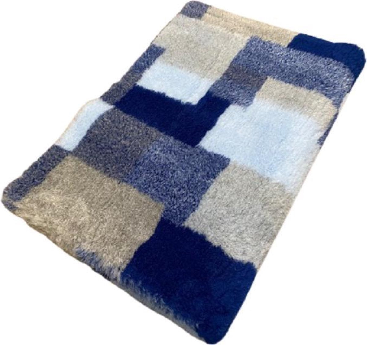 2 Stuks - Vetbed - Hondenkleed - Dierenmat - Dierenkleed - Patchwork Lichtblauw Latex Anti Slip 75 x 50 cm - Manchine wasbaar