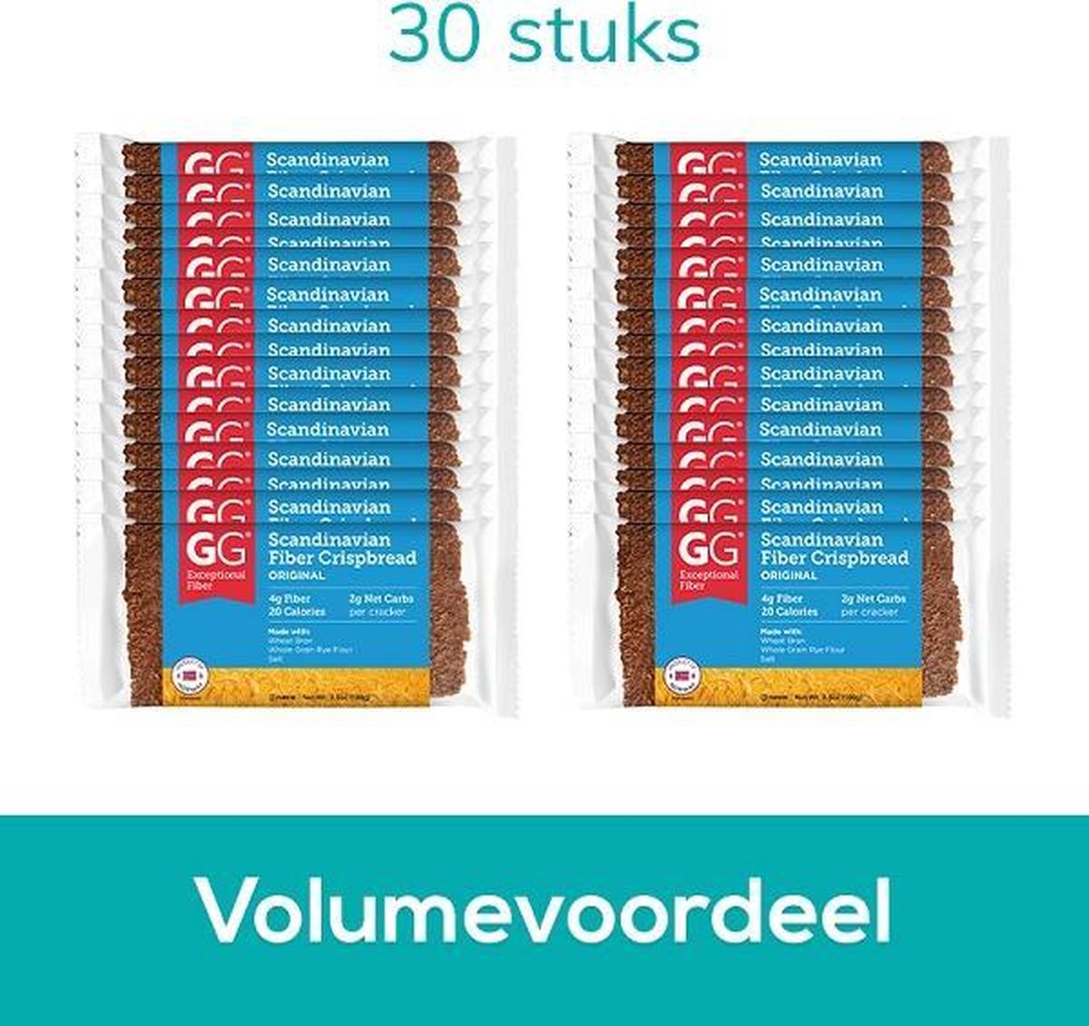 GG Bran | Crispbread Crackers | Original | 30 stuks | 30 x 100g  | Eiwitrijke voeding | Koolhydraatarme Crackers   | Snel afvallen zonder poespas!