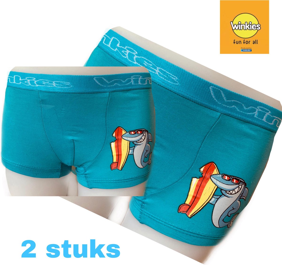 Embrator 2-pack jongens Boxershort turquoise surf maat 86/92