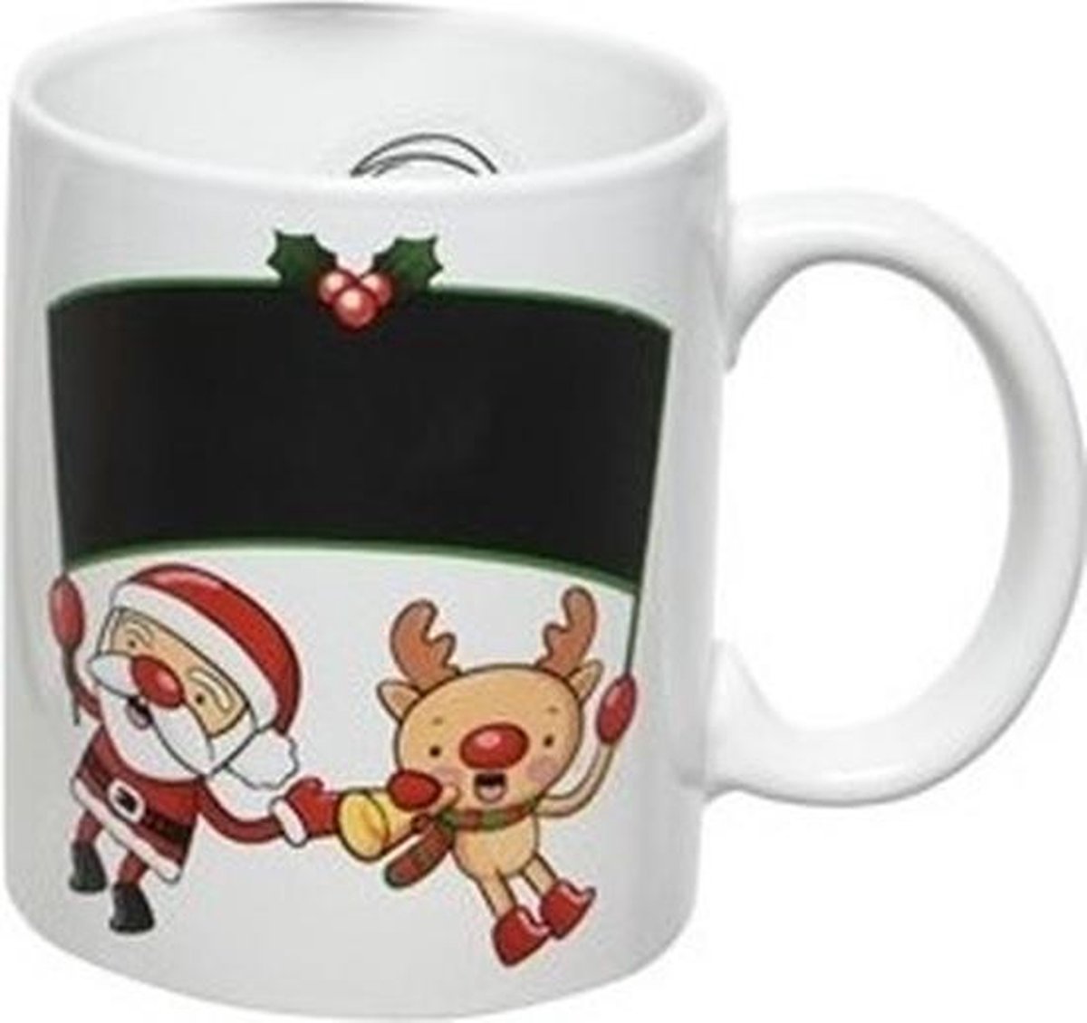 Kerst beker/mok 300 ml rendier/kerstman met kerstbel - Kerstservies - Kerstontbijt/Kerstdiner tafeldecoratie