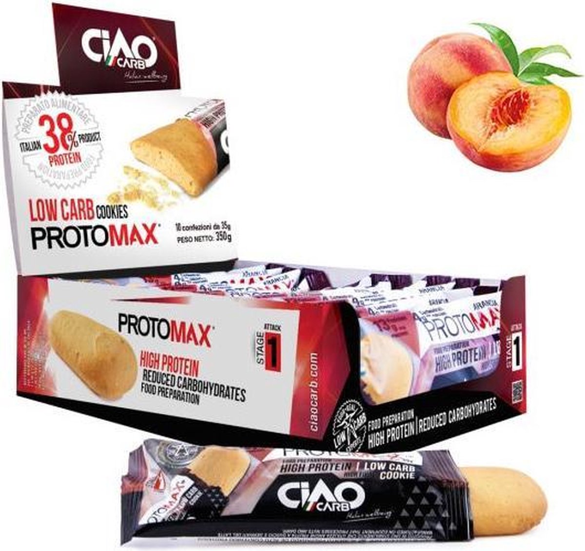 Ciao Carb |   Protomax Perzik | Voordeelpakket | 10 x 35 gram  | Snel afvallen zonder hongergevoel!