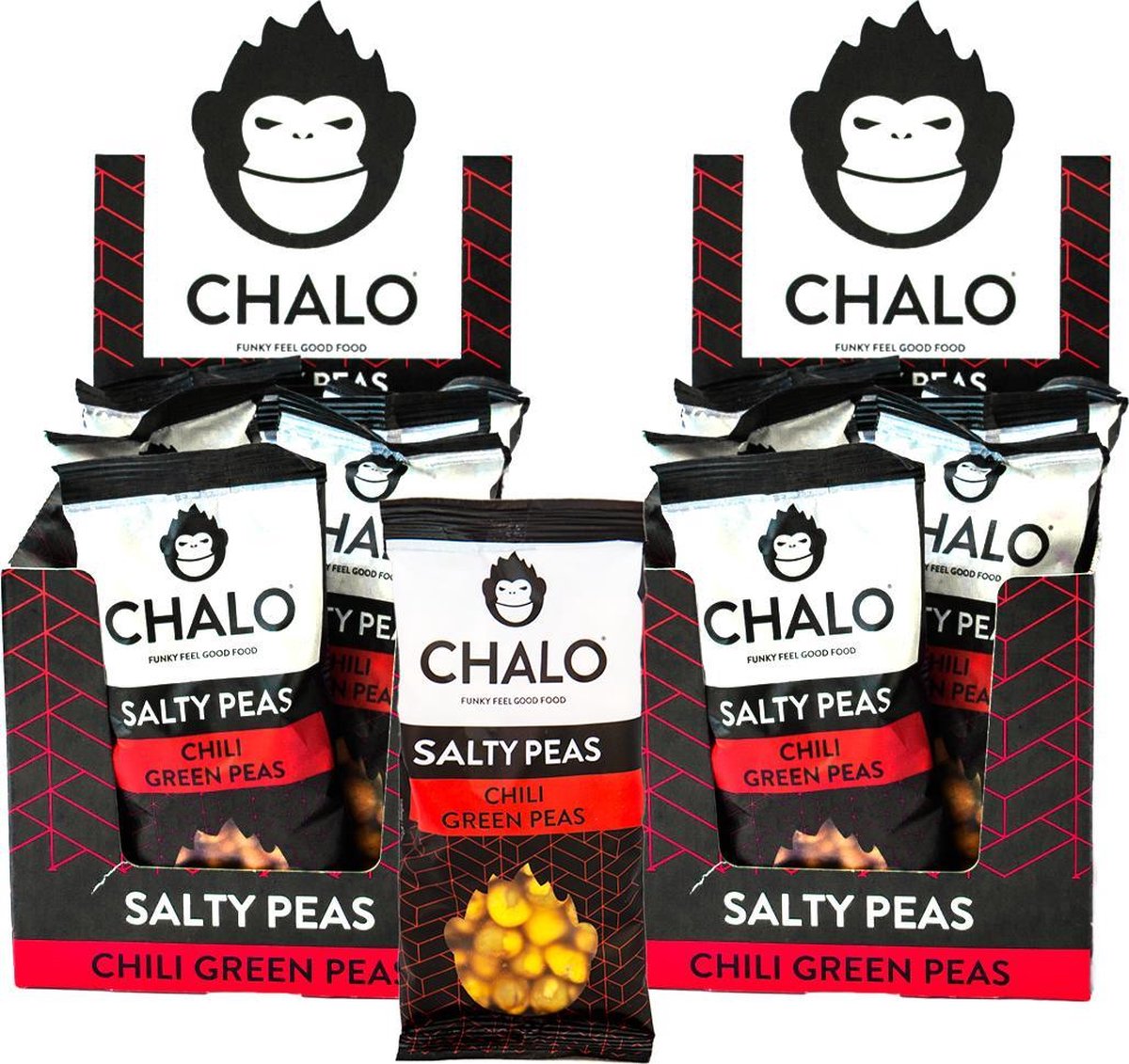 CHALO Chili Green Peas Salty Peas - 2 x 12 zakjes zoute snacks