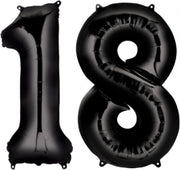 Ballon Cijfer 18 Jaar Zwart 36Cm Verjaardag Feestversiering Met Rietje