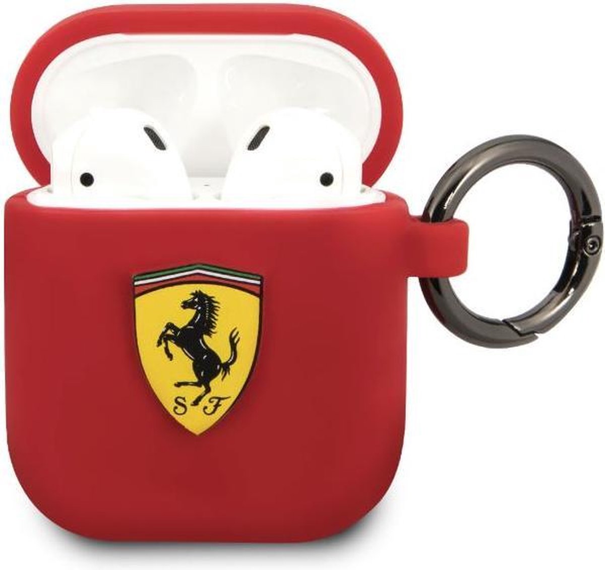 Ferrari AirPods case with ring - printed shield logo - rood