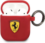 Ferrari AirPods case with ring - printed shield logo - rood