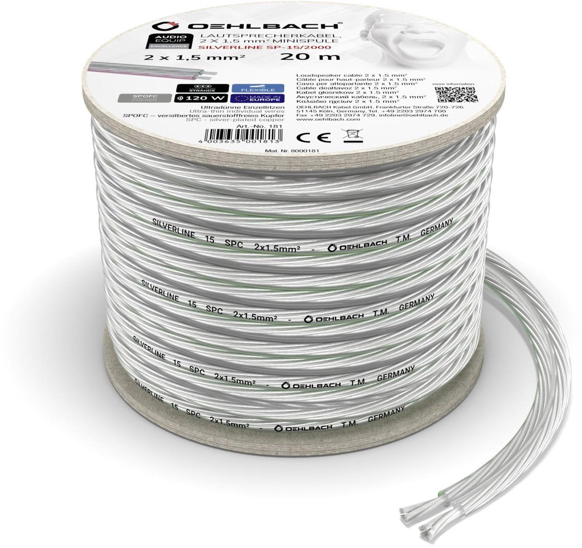 OEHLBACH Luidsprekerkabel verzilverd 2 x 1