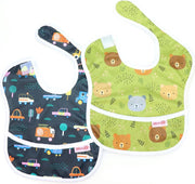 KliederZ baby eetslabbetje met opvangbakje | set 2 stuks slabber jongen | Kranig & Krachtig | FP04
