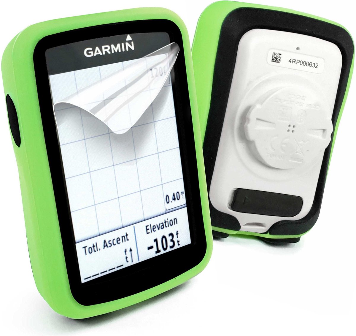 Tuff-Luv - Siliconen Twin Dubbellaagse Skin Case - Voor de Garmin Edge 820 - Groen / Zwart