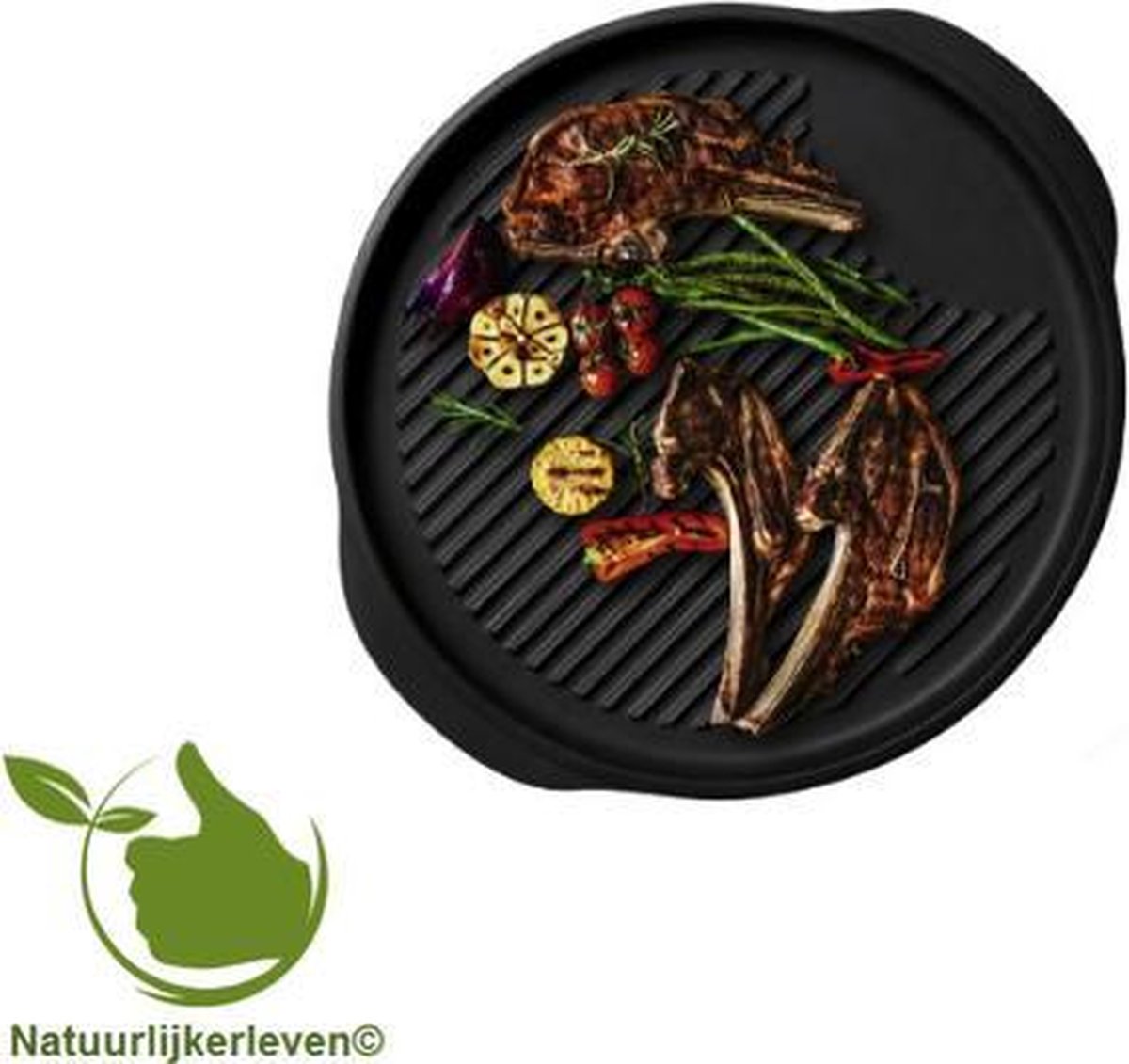 Keramische grillplaat (Basalt) - Rond