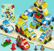 Bouwblokken 116 delig met Opberggemmer - Mijn Eerste Auto Creaties  - Voordeelverpakking GROTE VOERTUIGEN - Bouwstenen compatibel met Duplo