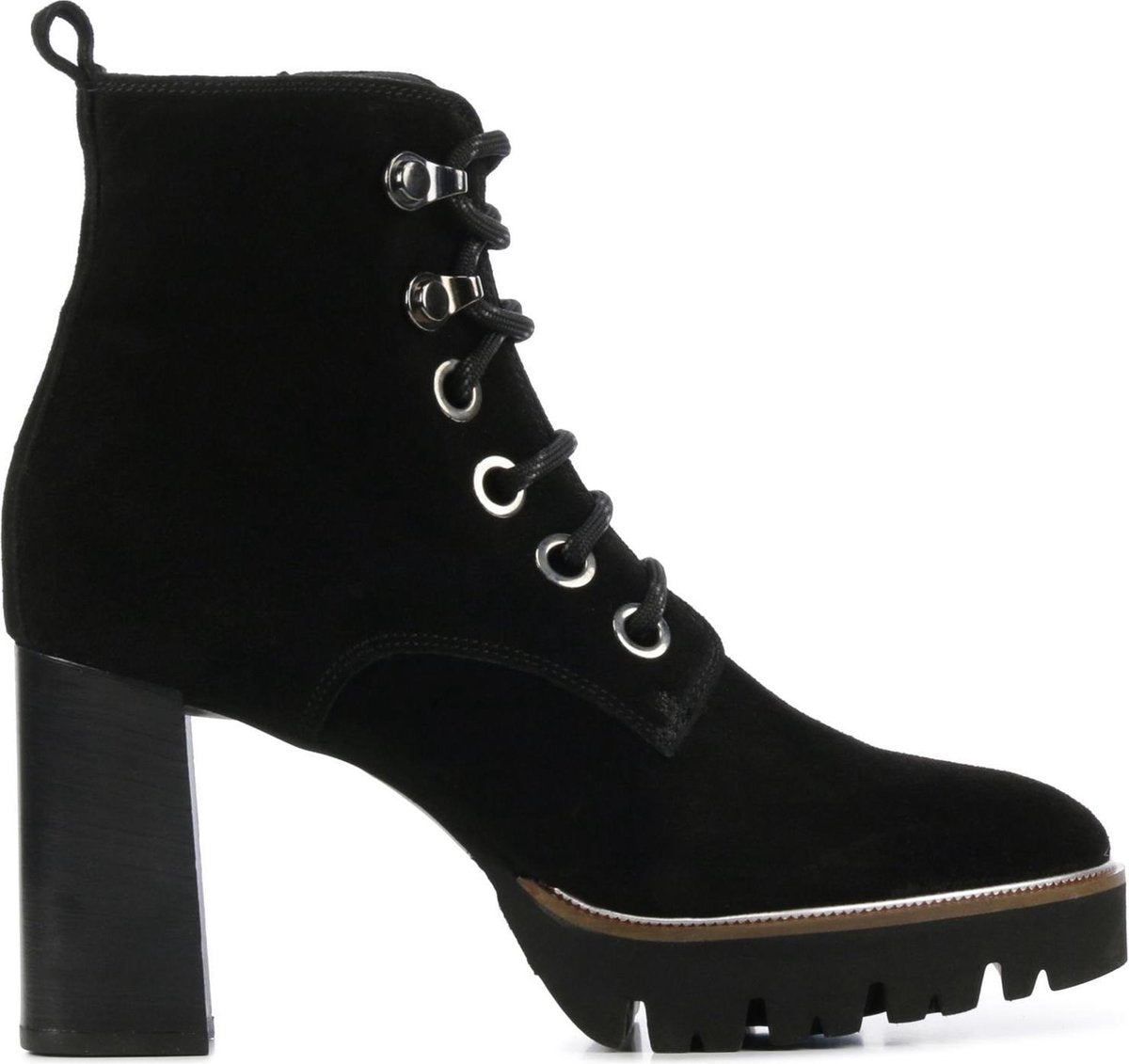 Maripe Vrouwen Suède  Plateaulaarzen / Laarzen / Damesschoenen 29201 - Zwart - maat 42