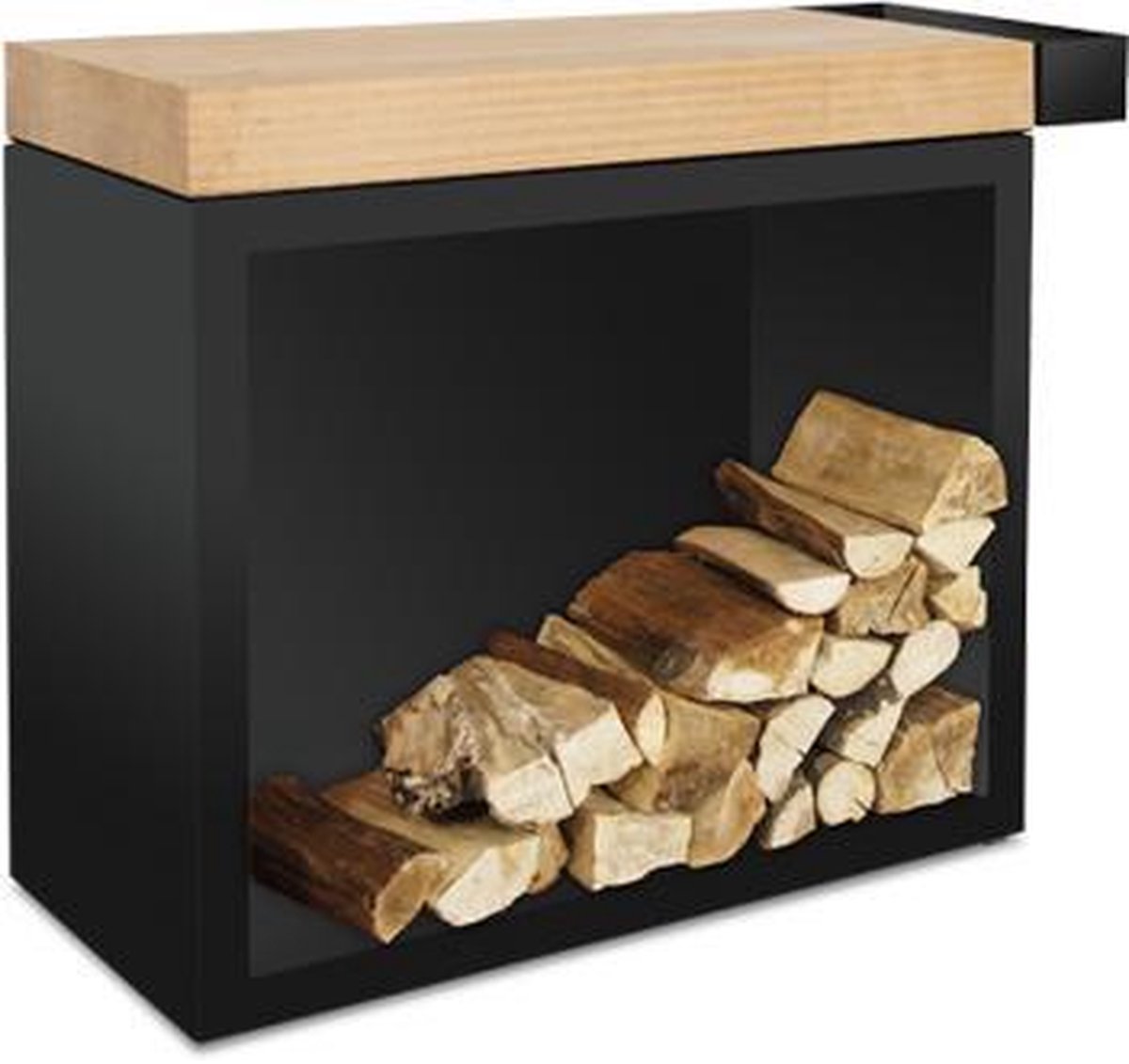 OFYR Butcher Block Storage Black 90 Teak Wood