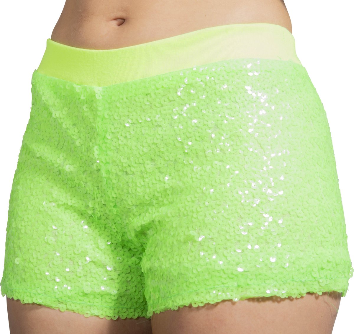 Hotpants pailletten neon groen