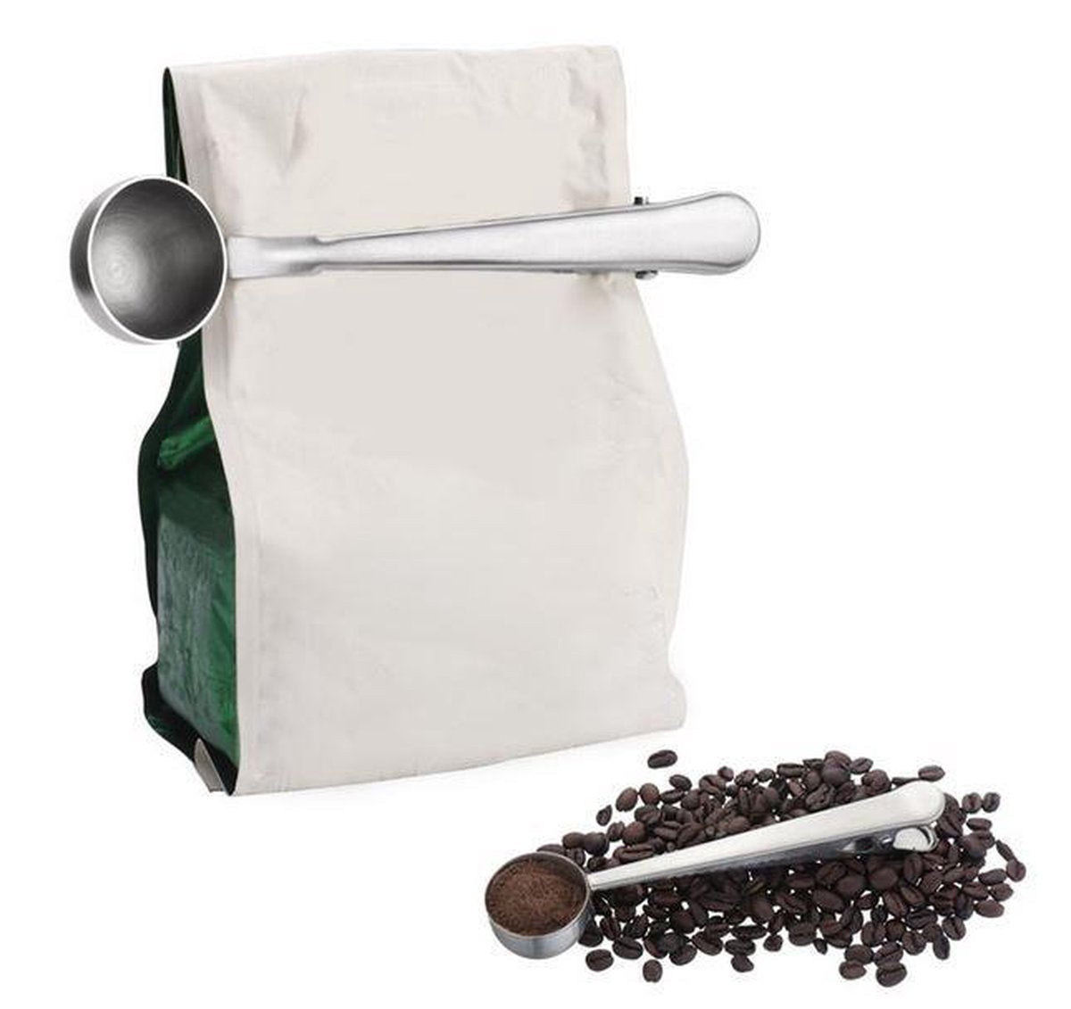 RVS koffie - thee lepel met klem