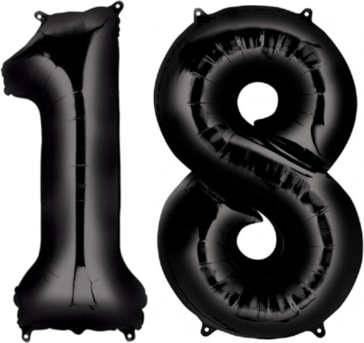 Ballon Cijfer 18 Jaar Zwart 70Cm Verjaardag Feestversiering Met Rietje