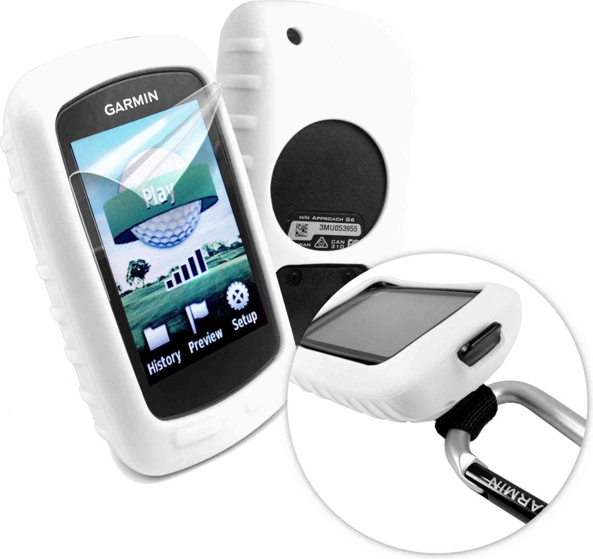 Tuff-Luv Silicone gel hoes & scherm bedekking voor Garmin Golf Approach G6 / G7- Wit