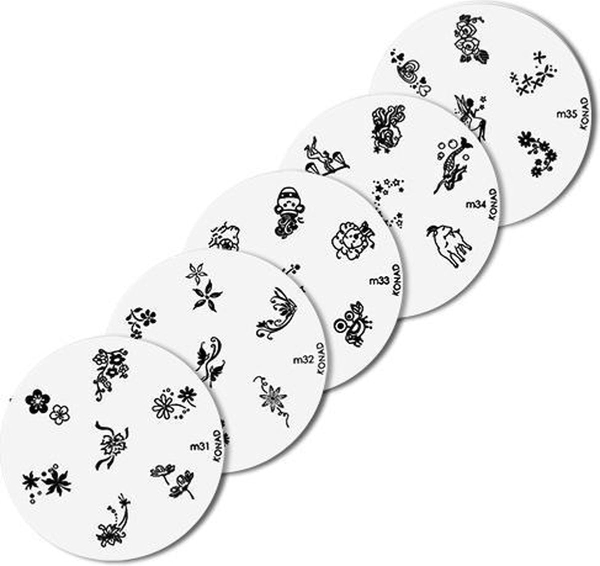 Konad imageplate set  5 stuks - M31 t/m M35 - stempel nailart plate -