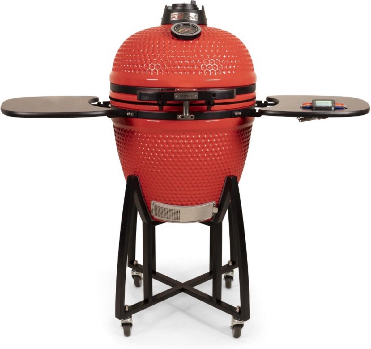 Patton - Kamado 21" - Premium Red Devil - Keramische barbecue - incl. Bluetooth kerntemperatuurmeter - LED verlichting - Large - Compleet - Rood