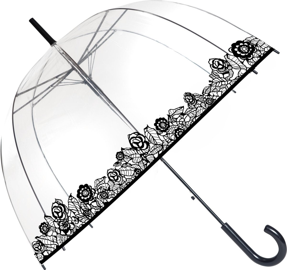 Smati Dentelle  Stormparaplu - Transparent - Auto Open - ø 85 cm - Dentelle   Zwart