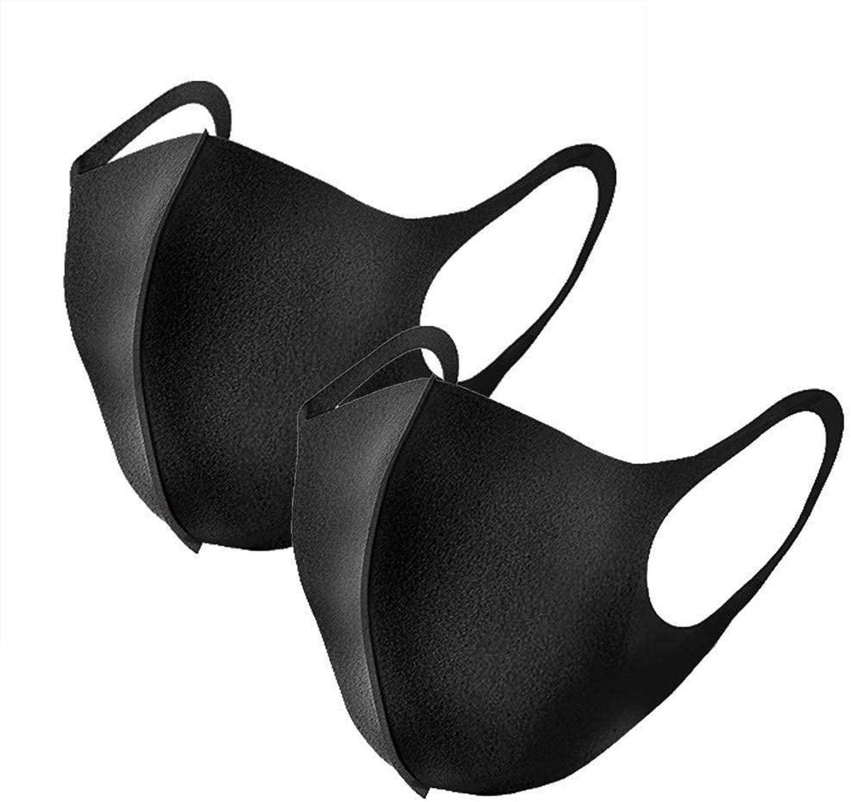 Mondkapje Wasbaar Mondmasker Zwart Mondkapjes Niet-medisch - 2 stuks