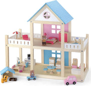 Viga Toys Houten Poppenhuis Inclusief Accessoires - 50 x 41 x 22 centimeter