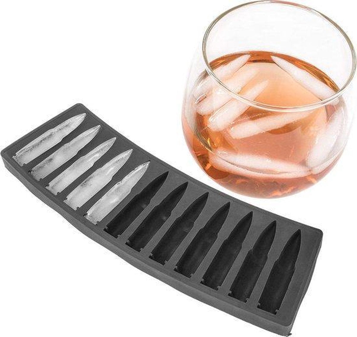 IJsblokjesvorm silicone - munitie - voor 12 ijsblokjes kogels 5.5 cm lang