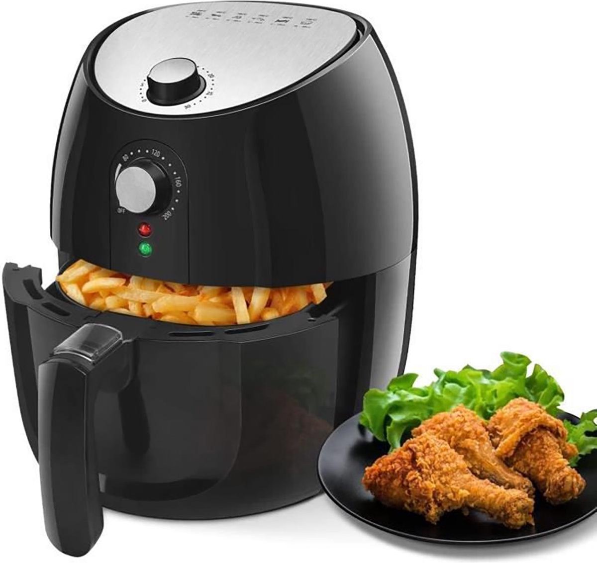 Airfryer - Aigi Hida - Hetelucht Friteuse - Timer - 3.5 Liter - Zwart/Zilver - BSE