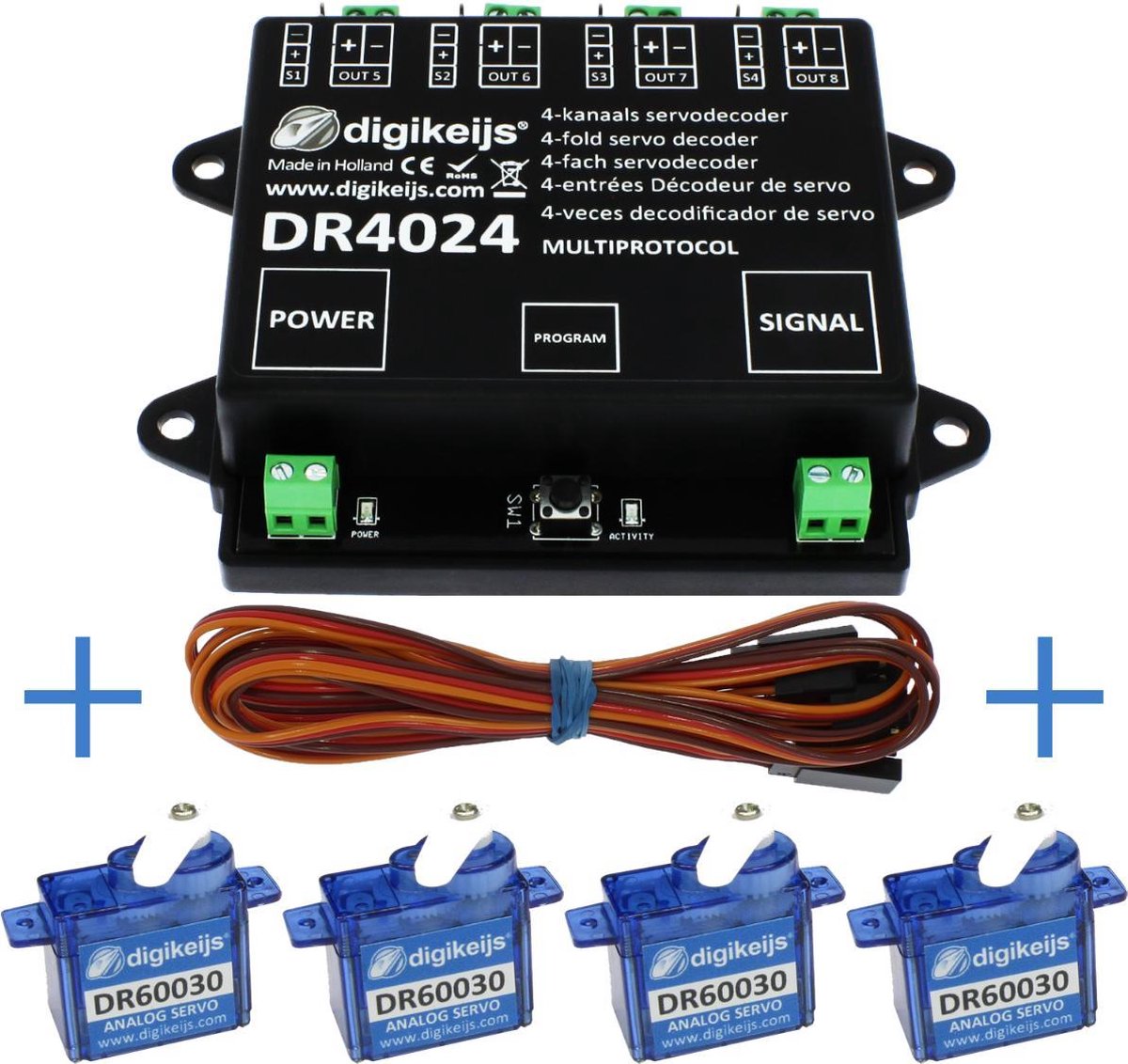 Digikeijs DR4024 servo decoder startset met 4 servo's