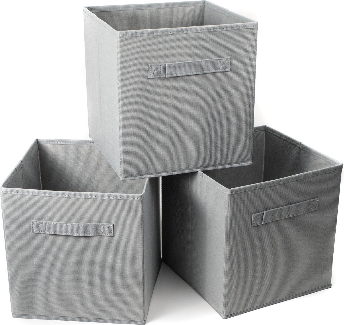 Opbergboxen - Set van 3 - Multifunctionele opbergboxen - Opbergmand - Opbergdoos - Opbergbak -  Kasten/Badkamer/Zolder/Keuken/Kleding/Speelgoed/Boeken - Grijs