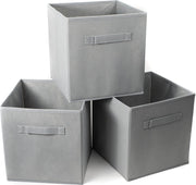 Opbergboxen - Set van 3 - Multifunctionele opbergboxen - Opbergmand - Opbergdoos - Opbergbak -  Kasten/Badkamer/Zolder/Keuken/Kleding/Speelgoed/Boeken - Grijs