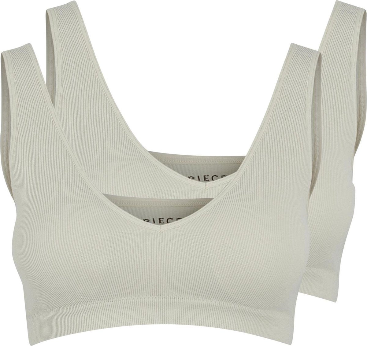 Pieces PCSYMMI RIB BRA TOP 2-PACK NOOS BC Licht Grijs Dames Sport BH - Maat L/XL