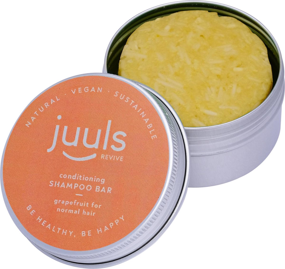 Juuls Vegan Care - Grapefruit Shampoo Bar - Stimuleert Haargroei - Vitamine C  - Zonder Sulfaten - Halal - Blikje 75 gr