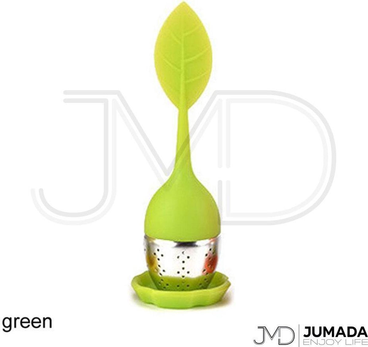Jumada's Thee-Eitjes - Theezeefje - Theeblaadje Voor Losse Thee - Inclusief Houder - Per Stuk - Groen