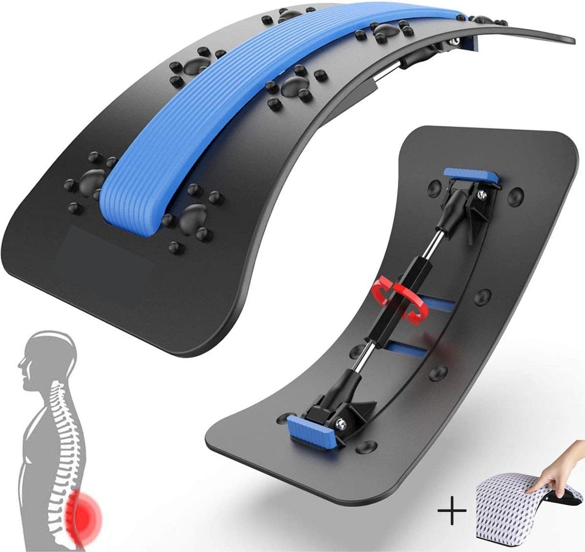Backstretcher met Extra Kussen | Tegen Rugklachten | Rugstretcher | Back Stretcher | Triggerpoint | Zwart