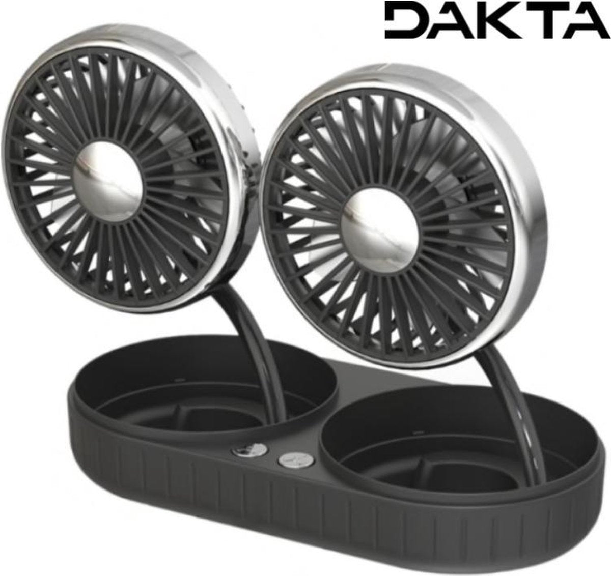 Dakta® Dubbele Auto Ventilator | Cooling | Aircooler Fan | Twee Stuks | Roterend | Dashboard