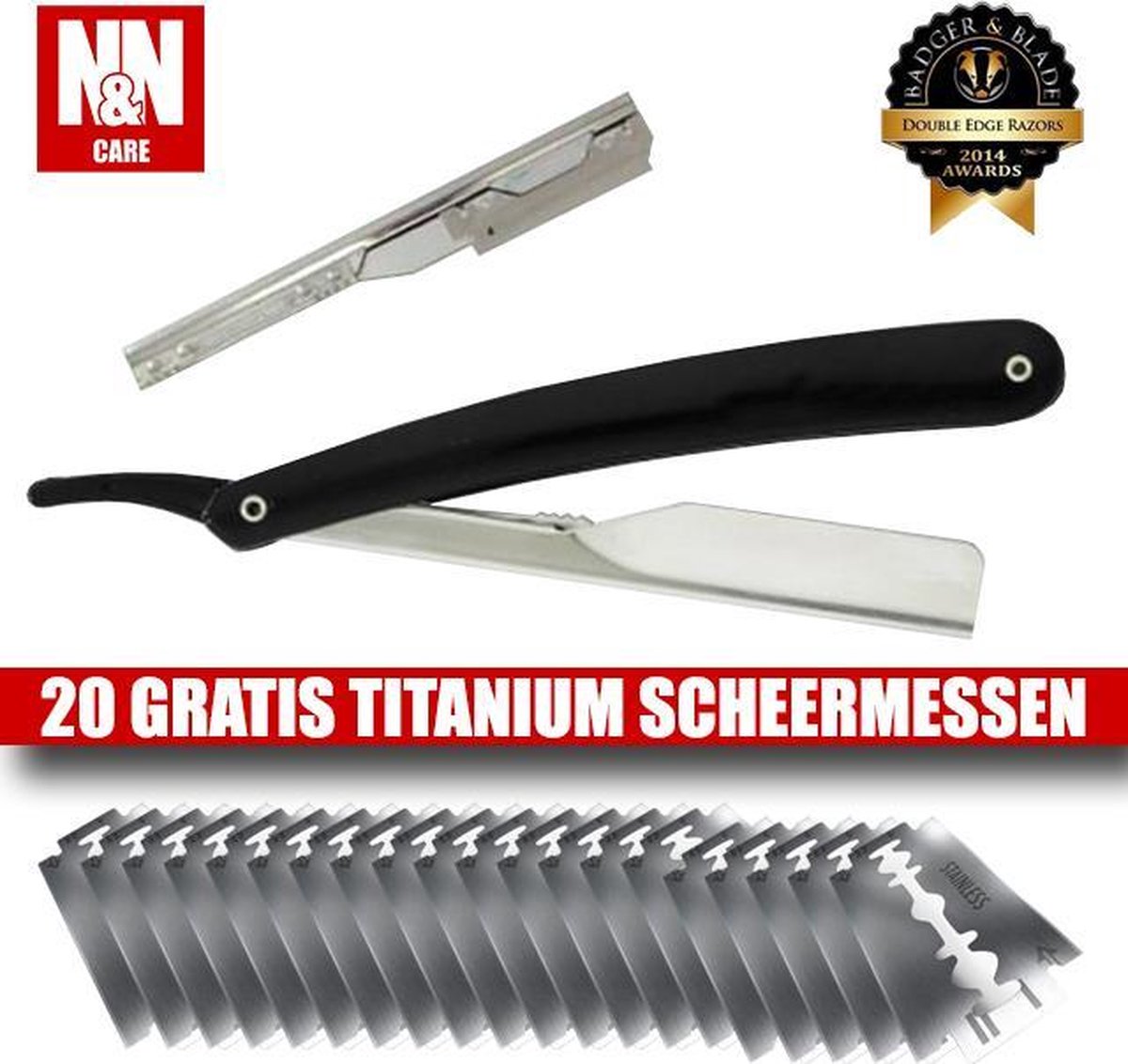 N&N Care Klassiek Open Barbiersmes - 20 Scheermessen