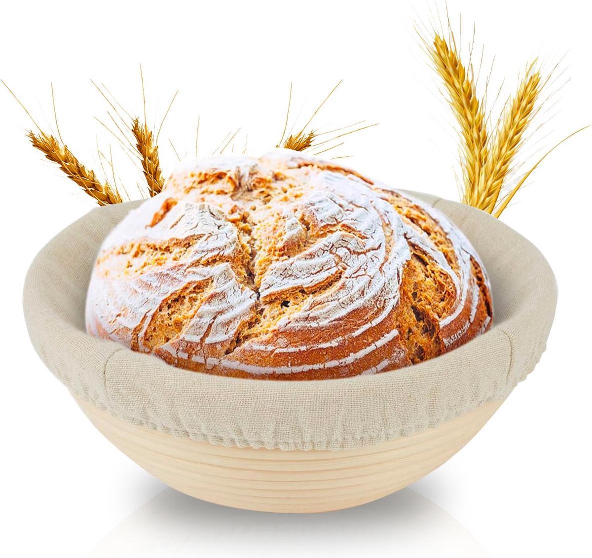 Rijsmandje - Inc. gratis deegkleed - Ø 23 cm - Rijsmand - Banneton - Rijsmandje Rond - Moederdag cadeautje - Moederdag Cadeau Voor Mama - Moederdag Geschenkset